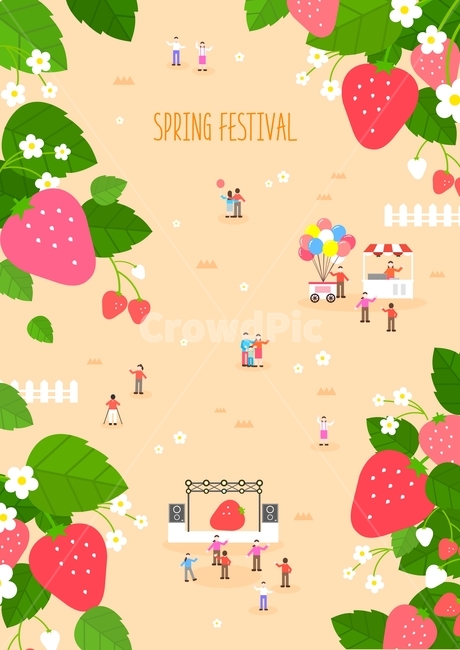딸기,포장마차,공연,꽃,봄,커플,연인,가족,여행,나들이,휴가,축제,캐릭터,봄,계절,spring,season,그래픽,일러스트레이션,graphic,illustration,art,미술