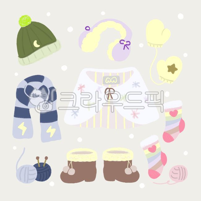 겨울용품,겨울일러스트,겨울잡화,눈,winter,털모자,귀마개,장갑,목도리,망토,케이프,수면양말,털실,겨울신발,귀여운,큐티,유치원,어린이집,여아