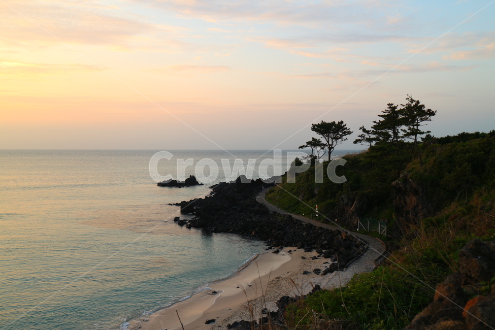 노을,하늘,제주도,바다,돌,바람,은은한,해안로
