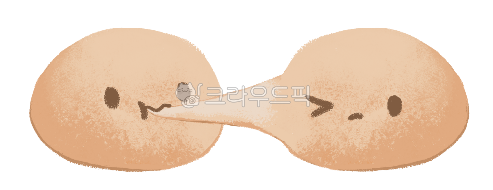 Injeolmi rice cake,Injeolmi character,Injeolmi,bean paste,bean powder,bean rice cake,playful,glutinous rice cake,rice cake,traditional food,dessert,snack,character,cute,illustration,stretching,pulling,friend,rice cake character,hand dra