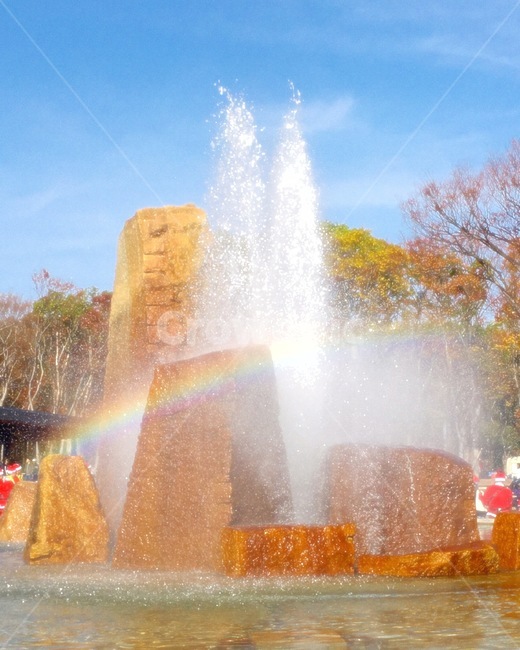 무지개,분수,오사카,물,water,rainbow,나무,바위,문화재,공원,오사카성,외국