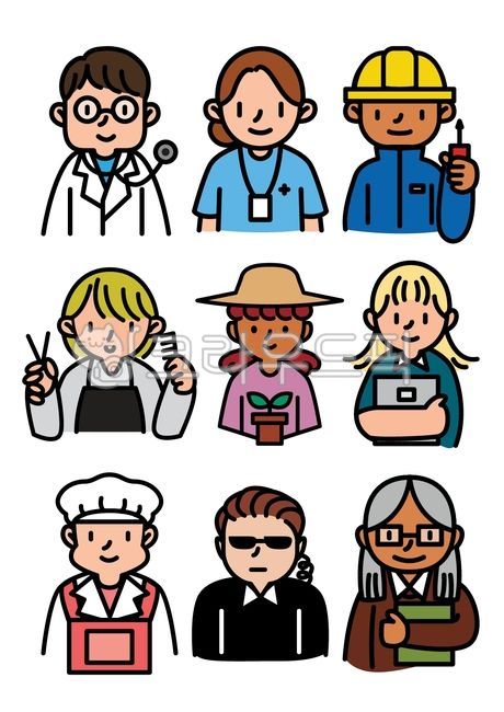 사람,일러스트,사람일러스트,직업일러스트,의사,간호사,정비공,노동자,미용사,헤어디자이너,농부,학생,대학생,대학원생,영양사,경호원,보디가드,교수,선생님,노인,탈색,외국인,교환학생,직업,직업별,직종,귀여운,상체