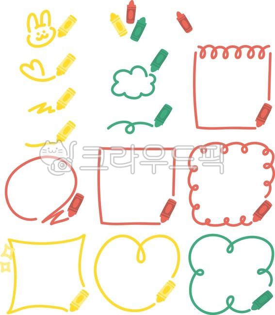 Hand drawing,illustration,hand drawing,frame,border,crayon,crayon,doodle,drawing,art,rabbit,heart,coloring,cloud,underline,exercise book,circle,square,decoration,deco,four-leaf clover,sparkle,clover