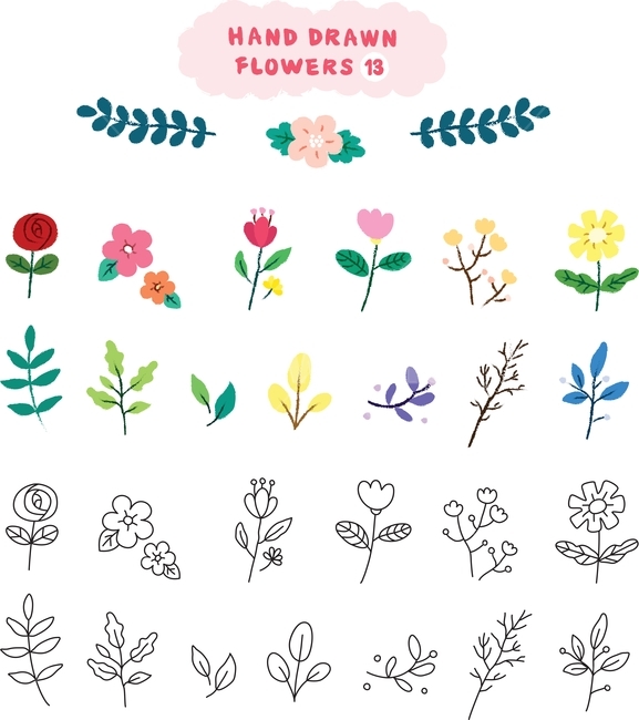 spring,spring flowers,petal,hand drawing,nature,plant,illustration,flower