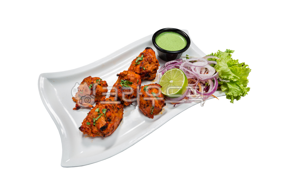 탄두리,치킨,탄두리치킨,티카,뼈없는,커리,계육,꼬꼬,닭고기,영계,구이,그릴,석쇠,바비큐,향신료,향이좋은,향,약초,녹색,소스,커민,맛,레몬,상추,다바,유명한,인도,전통,인도전통요리,요리,미식,진미,음식,인도요리,식재료,아시아,델리,수평,접시,근접촬영,chicken,tikka,tandoori,curry,boneless,grill,barbecued,lunch,plate,delicacy,dinner,fried,grilled,grilling,spice,popular,wellknown,taste,restaurant,colorful,herb,cumin,flavor,lemon,shallot,lettuce,dhabas,commonly,menu,authentic,cooked,cooking,food,gourmet,delicacies,gastronomy,asia,asian,india,cuisine,northindia,dish,horizontal,closeup