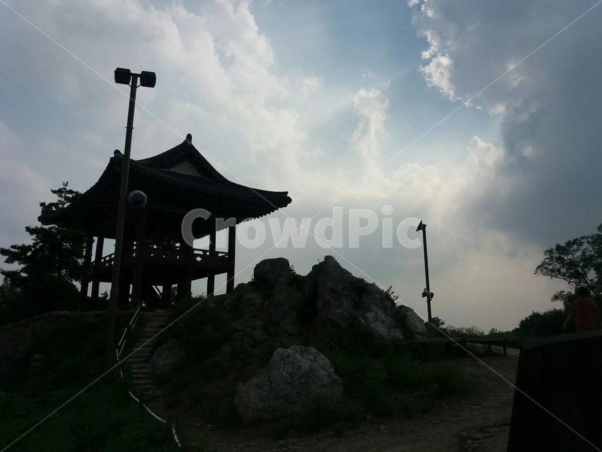공주,공산성,한국전통,실루엣,망루,백제