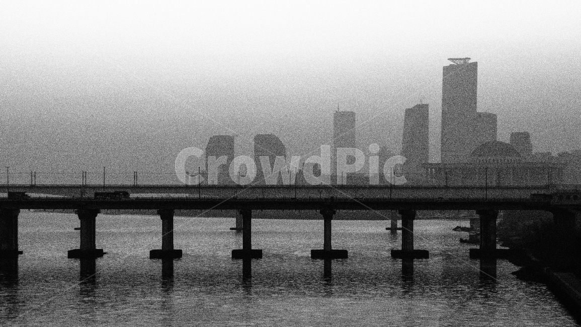 양화대교,선유도,한강,서울,63빌딩,흑백사진,여의도,도시,풍경,city,landscape,한국도시풍경,한국도시경관,korea cityscape,흑백,모노톤,monochrome,black and white,building,건물