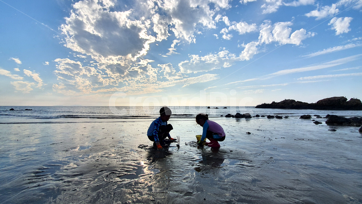 바다,자연,하늘,가족,갯벌,놀이,풍경,수평선,ocean,nature,sky,family,남매,brotherandsister,horizon,tideland,play,landscape