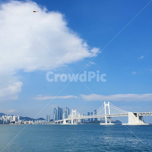 부산광안리,광안대교,한국관광지,부산명소,푸른하늘