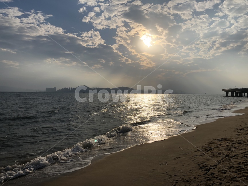 바다,노을,해변,풍경,빛무리