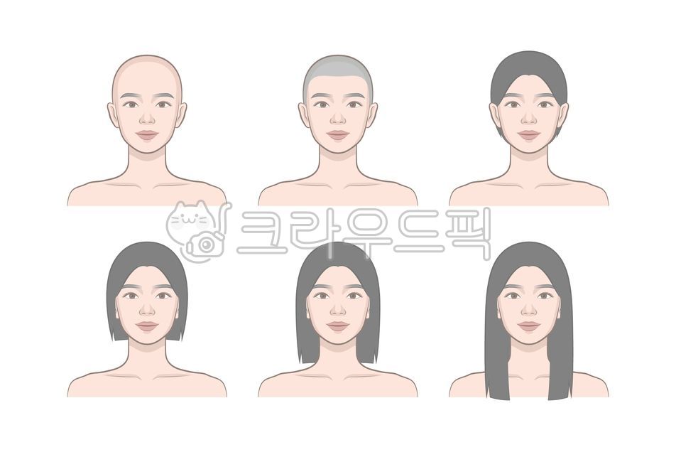 머리,머리카락,모발,길이,머리길이,머리기장,기장,차이,자라는,대머리,숏컷,보브컷미들컷,커트,단발,중단발,중간,장발,짧은,긴,긴머리,짧은머리,정면,앞,앞모습,예쁜,아름다운,여자,여성,사람,인물,모델,얼굴,캐릭터,일러스트,라인,순서,단계,세트,과정