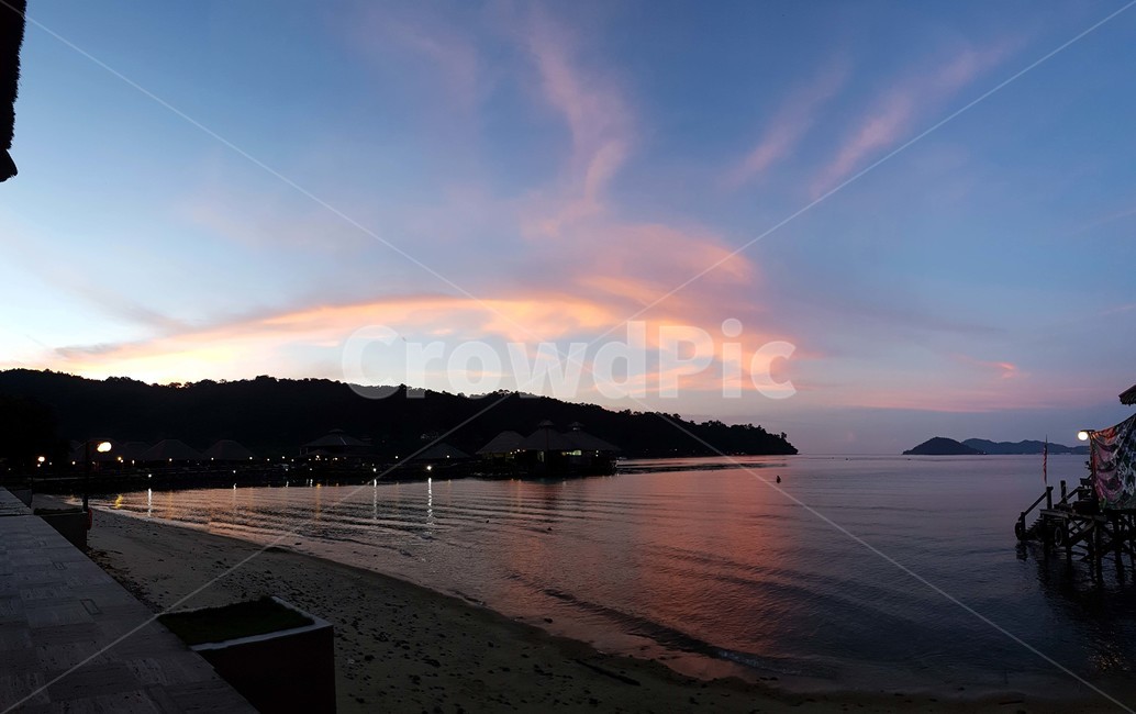 하늘,바다,노을,일몰,저녁,선셋,평화로운,여유,산책,구름,해질녘,해외