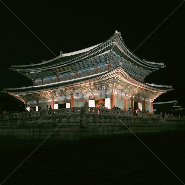 서울,경복궁,야경,건물,전통