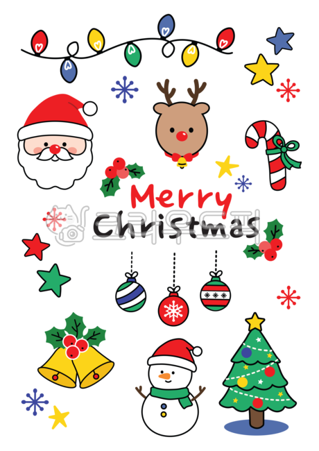 Christmas set,Santa,snowman,light bulb,Christmas,tree,Christmas objects,Rudolph,bell