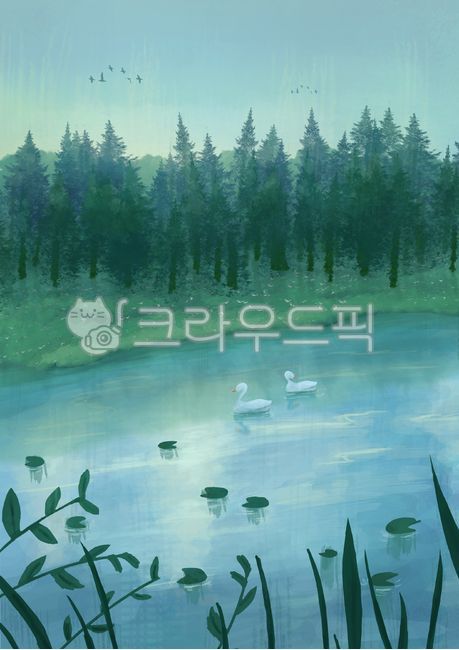 일러스트,배경,그림,일러스트레이션,일러스트레이터,풍경화,분위기,색감,디자인,감성,nature,자연,outdoors,옥외,pond,나무,tree,물,water,연못,vegetation,초목,lake,호수