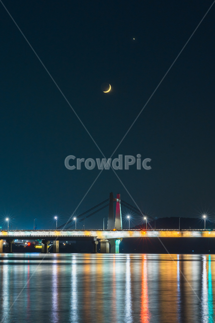 신행주대교,행주대교,야경,달,한강,조명,야경,밤,풍경,nightscape,night,landscape,도시,city,한국도시풍경,한국도시경관,korea cityscape,bridge,다리,building,건물