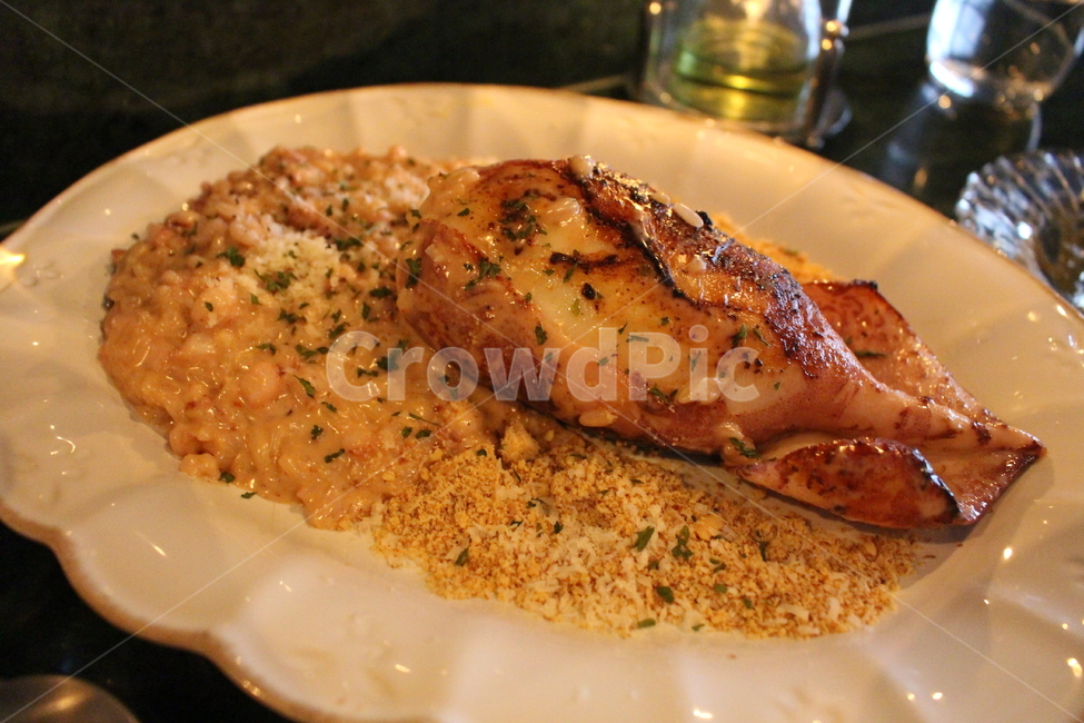 레스토랑,오징어,리조또,통오징어,접시,식사,저녁,dinner,dish,restaurant