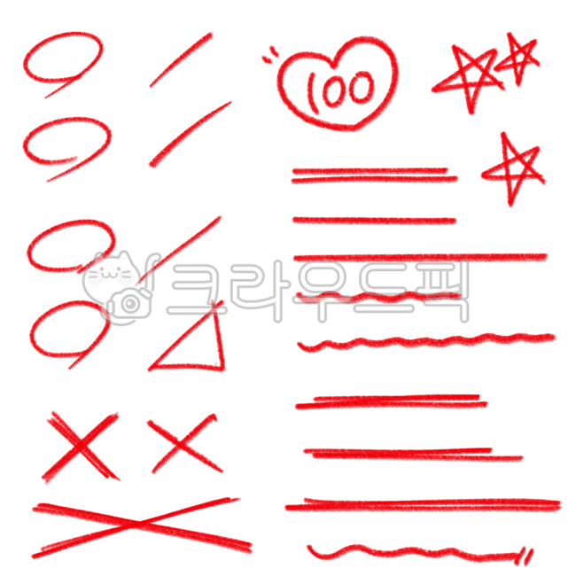 채점, 밑줄일러스트, 밑줄, 엑스, 동그라미, 사진,이미지,일러스트,캘리그라피 - pepper83작가