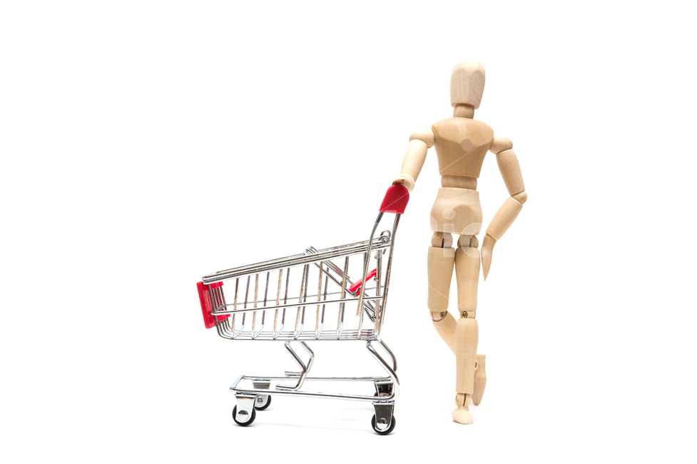 studio,Wooden balljointed doll,Nukki,ancestry,joint,carriage,US Dollar,concept,white background,cart,life,wooden doll,supermarket,shopping cart,Directed photo,wood,shopping,toy,Consumption,ball jointed doll,doll,mini,mart,tree,economy,market,solid wood,mi