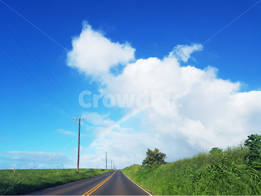 무지개,하늘,구름,도로,파랑,풍경,rainbow,sky,cluod,hawaii,자연,풍경,nature,landscape,road,highway,고속도로,freeway,고속 도로,asphalt,아스팔트
