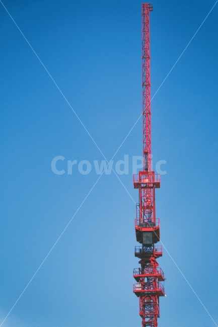 erection,sky,Red,crane,blue,Construction site,metal