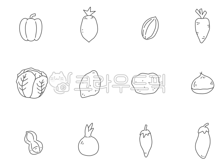 야채,채소,색칠,밑그림,색칠공부,선,그림,일러스트,만화,피망,무,아몬드,당근,양배추,고구마,감자,밤,땅콩,양파,고추,가지,소스,음식,비타민,식물,푸드