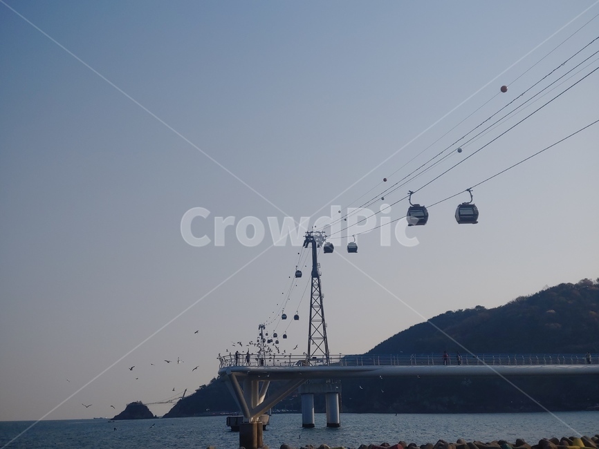 송도,케이블카,해변,바다,노을
