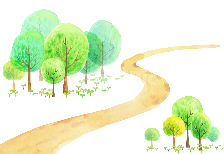 봄,나무,길,오솔길,수채화,수작업,일러스트,삽화,물감,식물,초록,tree,green,활엽수,여유,여름,감성,새싹,숲,동화,그래픽,일러스트레이션,graphic,illustration
