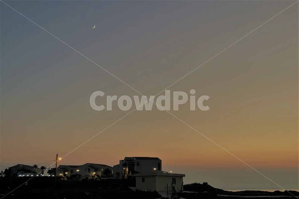 제주도,일몰,노을,하늘,달,야경,밤,풍경,nightscape,night,landscape,nature,자연,outdoors,옥외