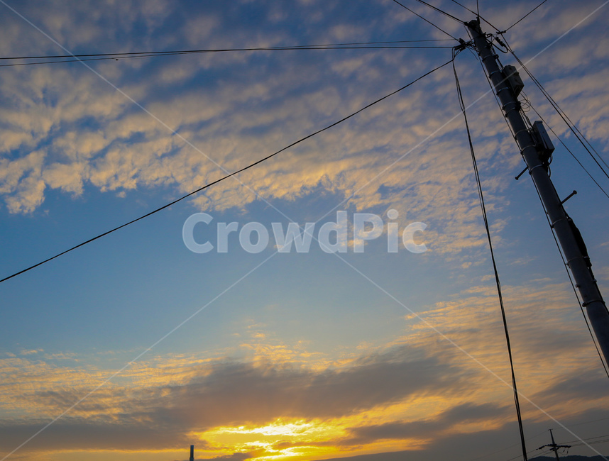 노을,시골,하늘,구름,일몰,자연,풍경,nature,landscape,cable,케이블,power lines,전력선,utility pole,전신주