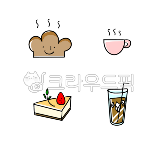 커피숍,카페,빵집,빵,디저트카페,빵가게,한글,한국어,케잌,케이크,커피잔,조각케이크,빵일러스트,커피,coffee,아아,아이스아메리카노,아메리카노,일러스트,tea,bread,cake,americano,ice,메뉴,menu,메뉴판,그래픽,손그림,png,누끼,시원한,음료,딸기케이크
