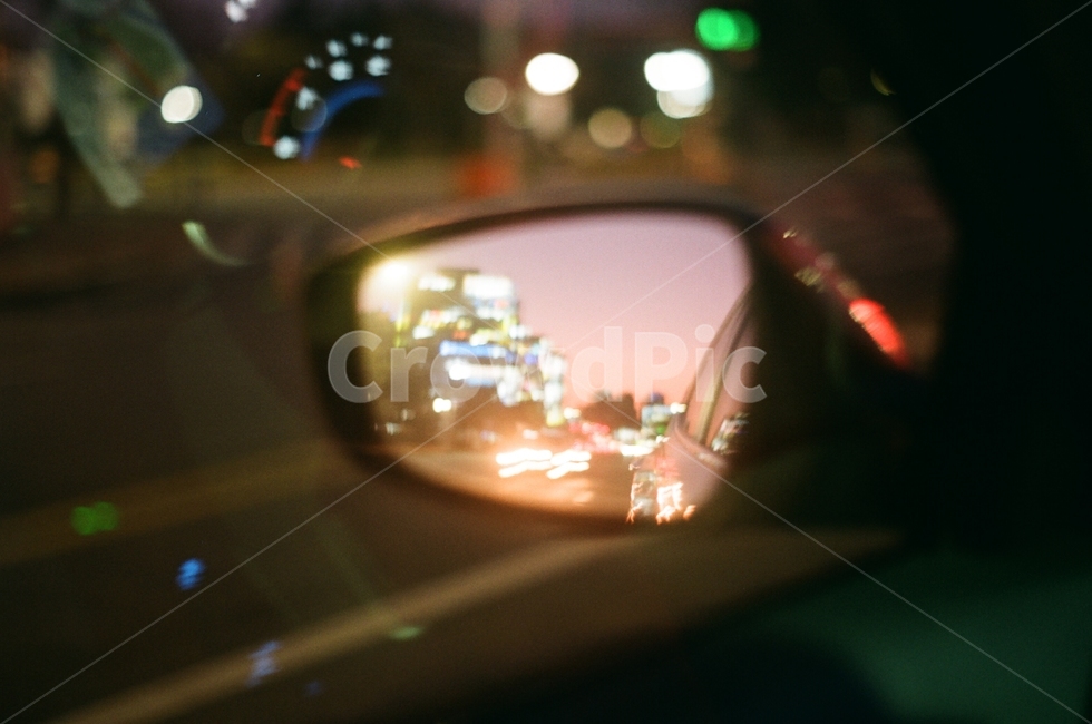 차,사이드미러,야경,자동차,드라이브
