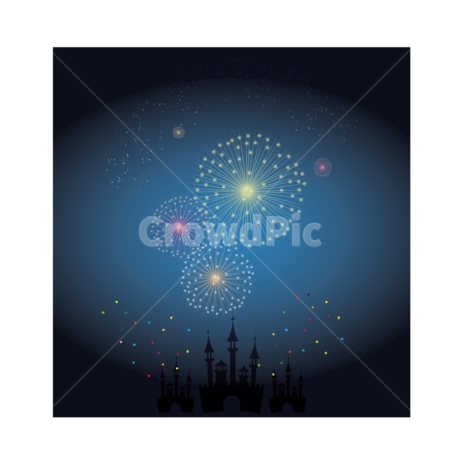 불꽃놀이,일러스트,디자인소스,축제,성,불꽃,밤,빛,그래픽,일러스트레이션,graphic,illustration