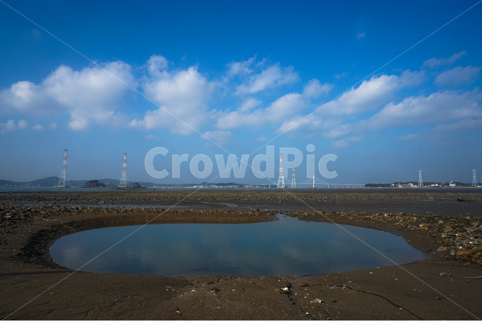 바다,하늘,풍경,웅덩이,반영,구름,썰물,자연,풍경,nature,landscape