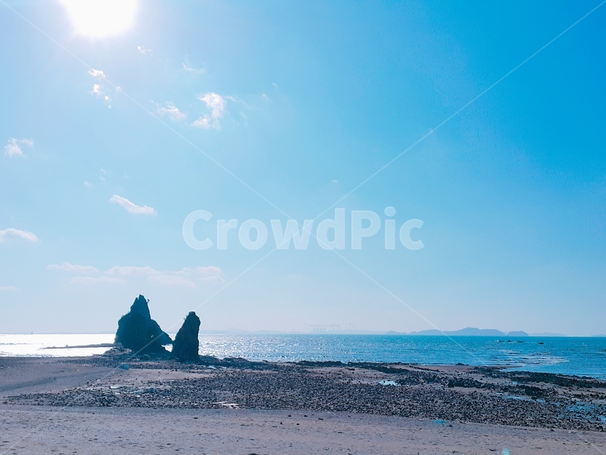 sea,바다,해안선,바위,태양,수평선,자연,평화,힐링