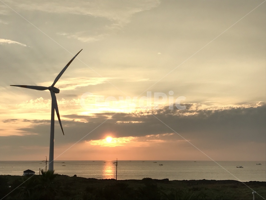 제주도,바다,구름,풍차,일몰,석양
