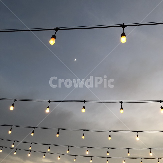 전구,감성사진,달,하늘,bulb,moon,sky