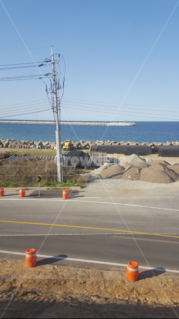 바다,정동진,파도,모레,수평선,전봇대,도로,바위,자연,풍경,nature,landscape,road,asphalt,아스팔트
