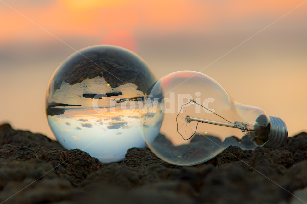 렌즈볼,lensball,수정구슬,유리구슬,석양,노을,배경,전구,구체,빛,light,연출,컨셉,콘셉,direction,concept