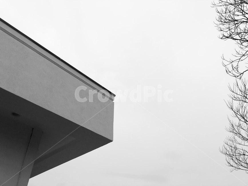 건축,하늘,구름,흐림,나뭇가지,흑백,모노톤,monochrome,black and white,건축물,건물외관,exterior,building,structure,architecture,construction
