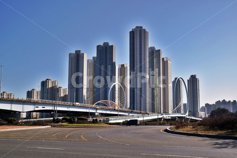 송도,인천,신도시,도시,도심,교차로,컨벤시아교,건물,도로