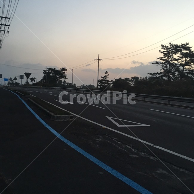 한적한길거리,길거리,해안도로,바다도로,sea,ocean,street,새벽,한적함