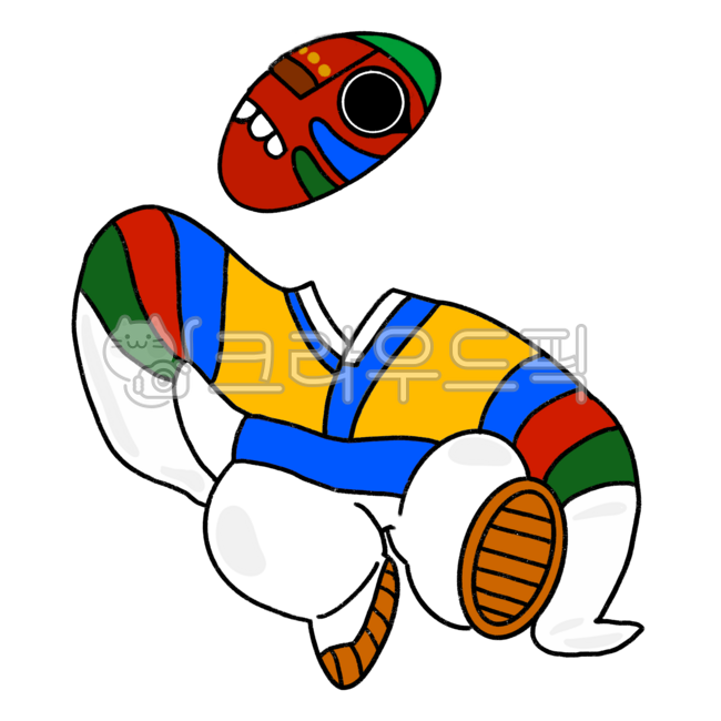 Pungmulnori,Samulnori,our country,Republic of Korea,Pungmulnori composite design,face composite design,cute,hand drawing,our country's environmental composition