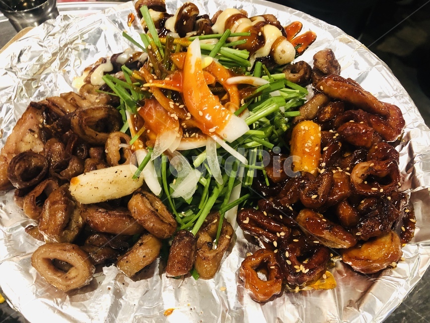 막창,곱창,야채,돼지고기,은박지,음식,giblet,음식,식재료,요리,food,cook,meal,dishes,food reserves