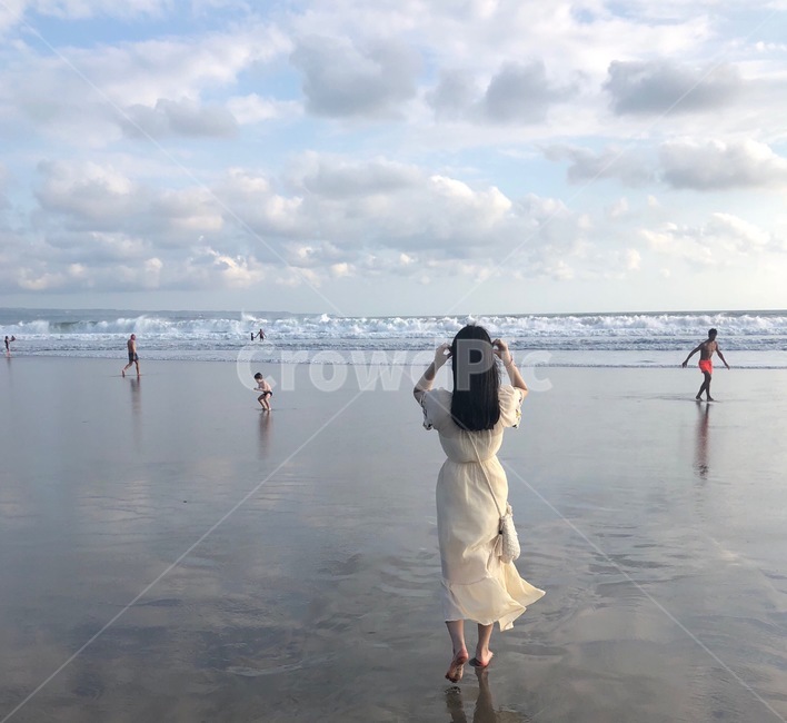 발리,해변,더블식스비치,풍경,반영