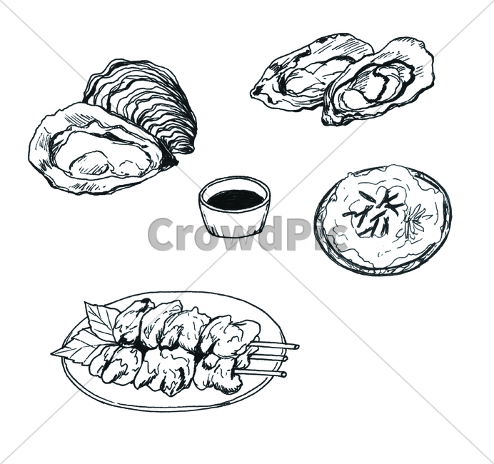 팬그림,팬라인,pen,penline,penpicture,pendrawing,손그림,handdrawing,굴,oyster,그릇,bowl,container,basin,접시,dish,plate,음식,food