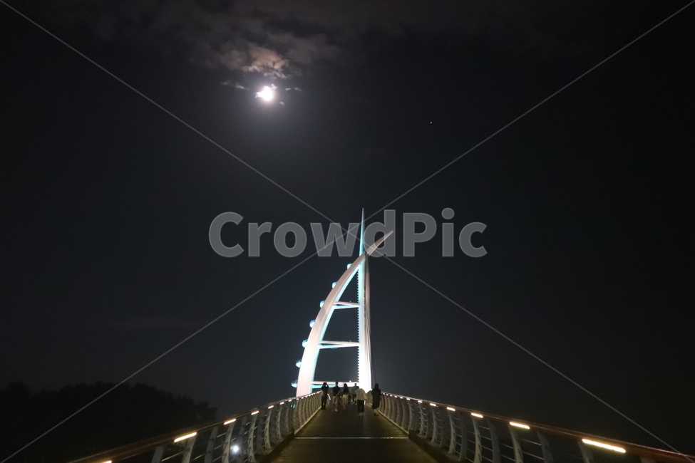 제주도,다리,밤,달,저녁,야경,밤,풍경,nightscape,night,landscape,사람들,대중,군중,other people,crowd,건축물,건물외관,exterior,building,structure,architecture,construction