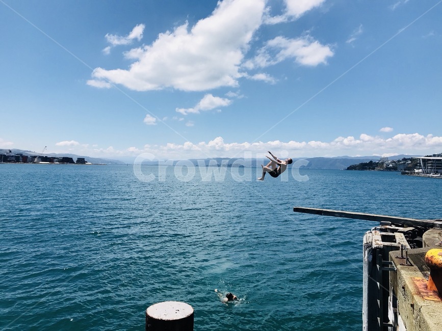 다이빙,바다,하늘,구름,풍경,여름,계절,summer,season,사람,인물,인간,human,person,남성,남자,man,male,water,물