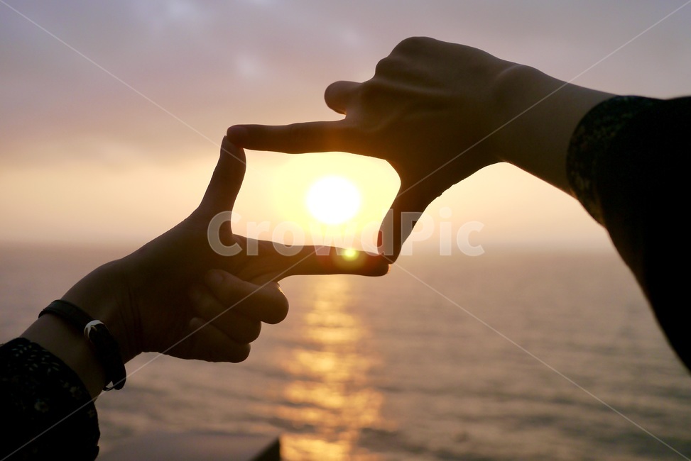 hand,손,석양,노을,바다