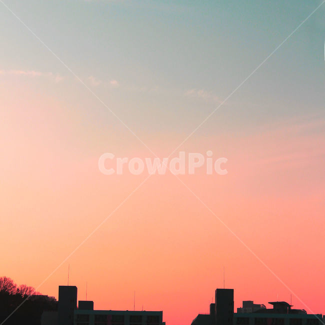 하늘,저녁하늘,석양,건물,아파트,sky,실루엣,옥외,silhouette